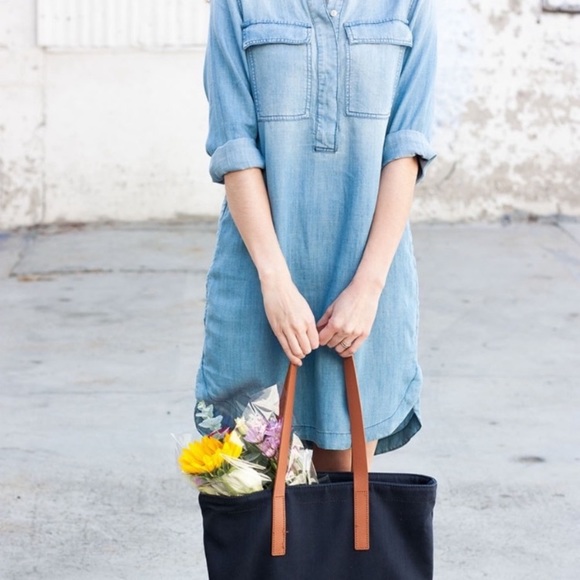 J Crew Chambray Denim Shirt Dress Tunic Casual Wear Blue Sz Small - Picture 10 of 10